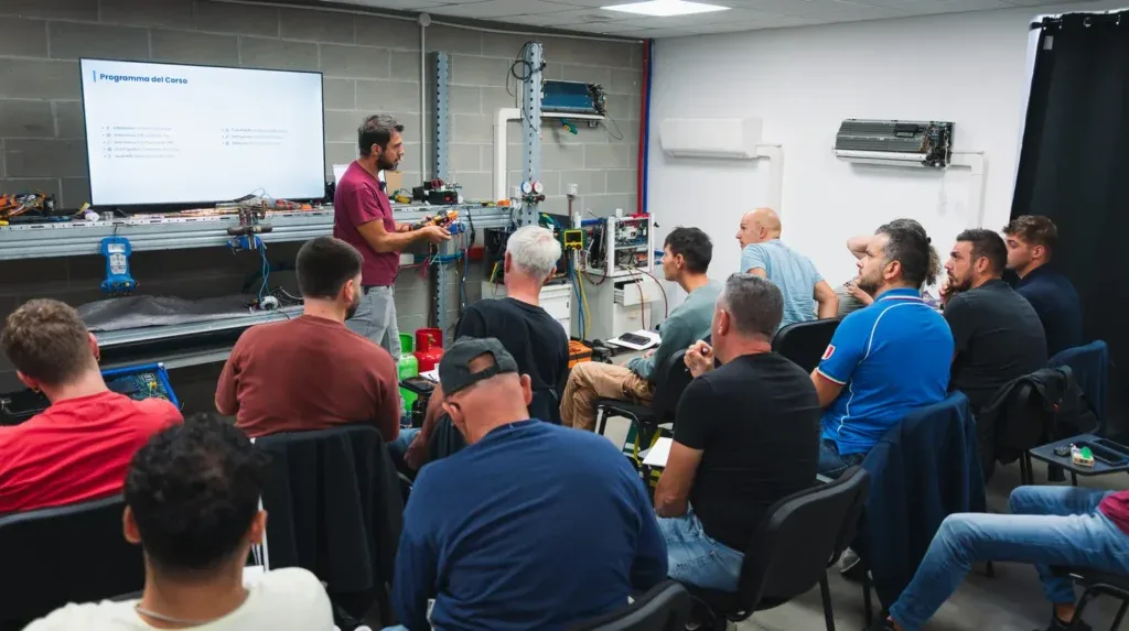 Laboratorio HVAC Academy Italia durante un corso in presenza